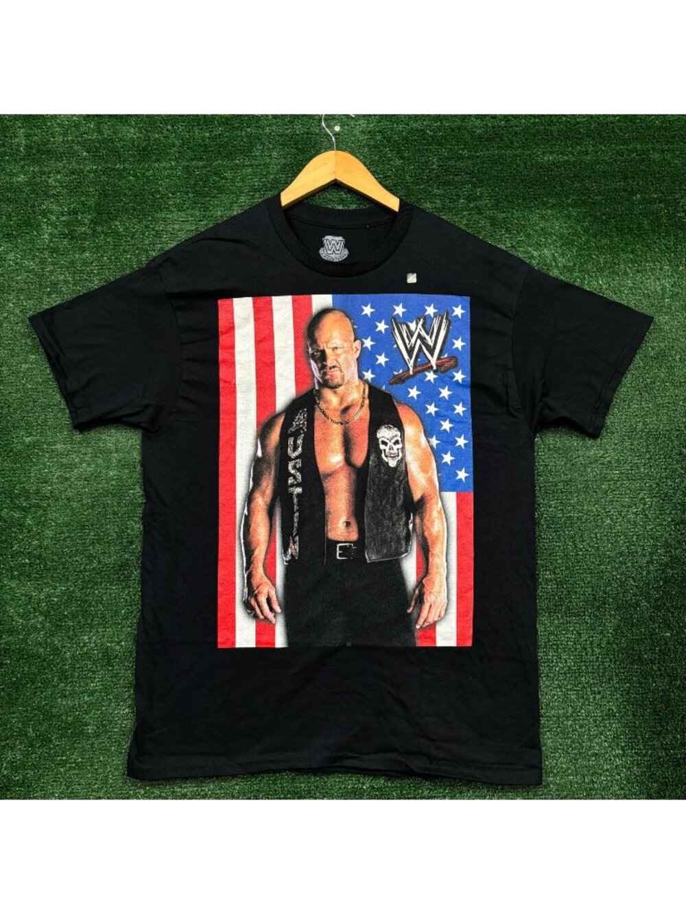 WWE Stone Cold Steve Austin American Flag T-Shirt Size Large